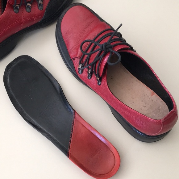 Dansko Red and Black tie-up Walking Shoes - Picture 12 of 16